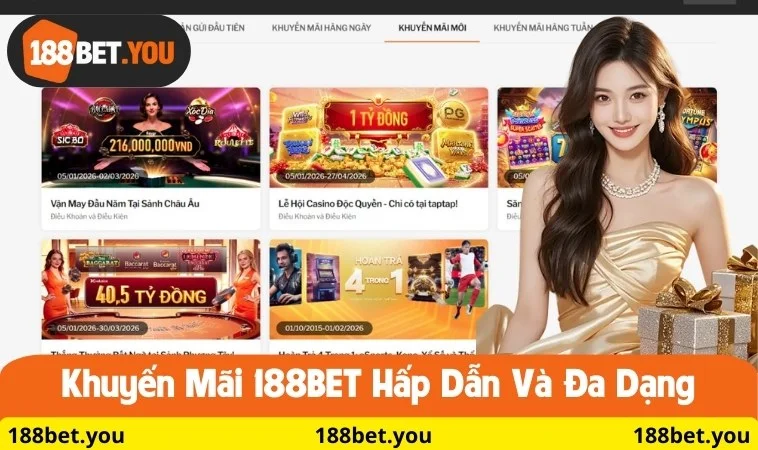 Khuyến mãi 188BET hấp dẫn và đa dạng