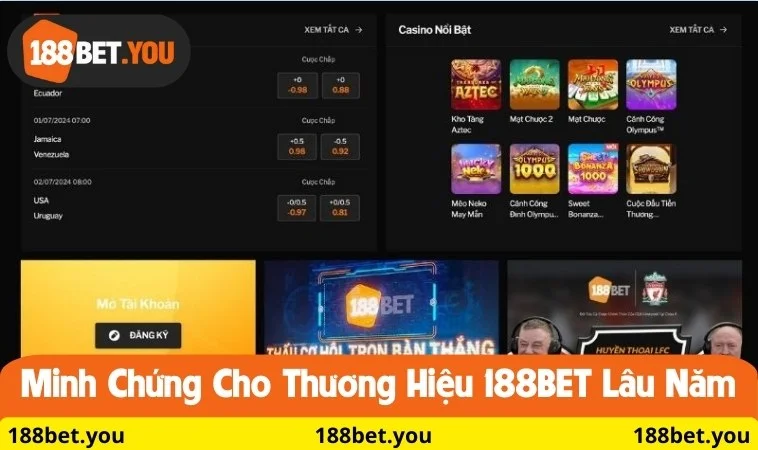 Minh chứng cho thương hiệu 188BET lâu năm
