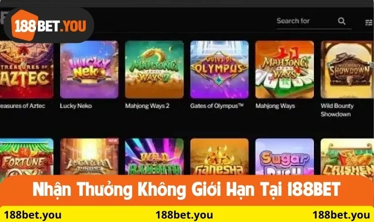 Nhận thưởng không giới hạn tại 188BET