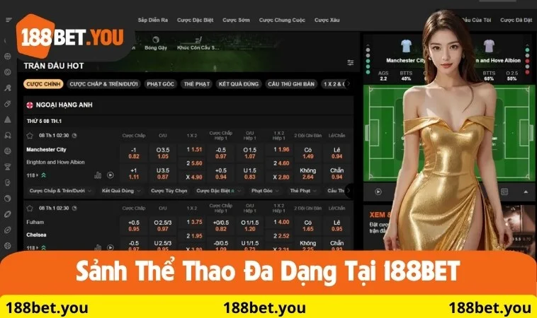 Sảnh thể thao đa dạng tại 188BET